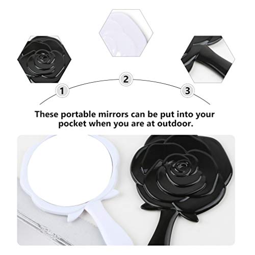 minkissy 2PCS Hand Mirror Vanity Makeup Mirror Vanity Mirror Travel Mirrors with Handle Rose Hand Mirror Mirror for Makeup