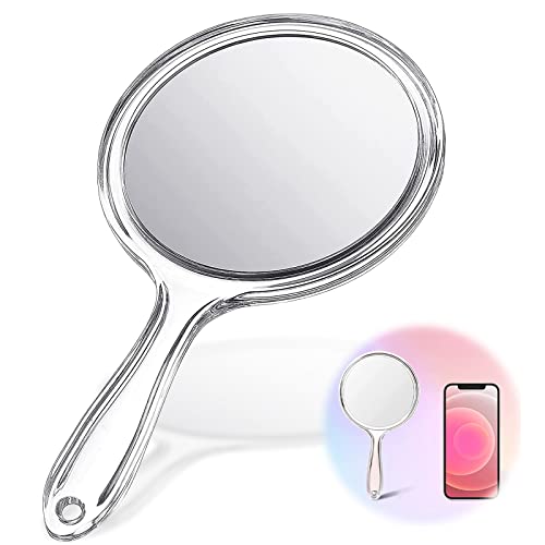 letcdfer Mirror Handheld 1X & 3X Hand Mirror With Handle Double Sided Handheld Mirror Makeup Mirror Magnifying (11 * 20 cm)