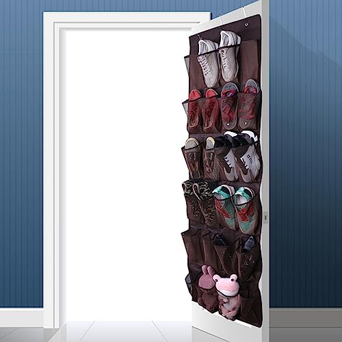 Over the Door Shoe Storage Organiser,Hanging Shoe Storage Shoe Rack Holder with 24 Large Mesh Pockets and 3 Metal Hook,Wardrobe Storage Rack,Shoe