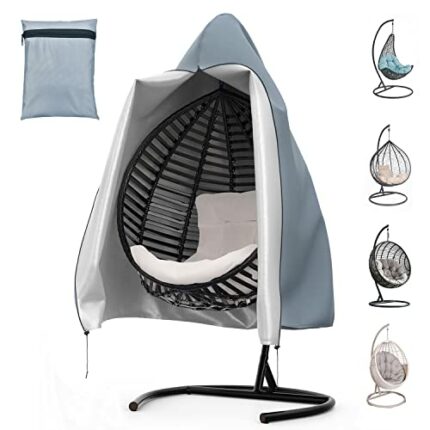 BROSYDA Egg Chair Covers Waterproof Grey 190x115cm with Air Outlet, Hanging Egg Chair Cover Waterproof Anti-UV Tearproof 210D Oxford Fabric, Swin