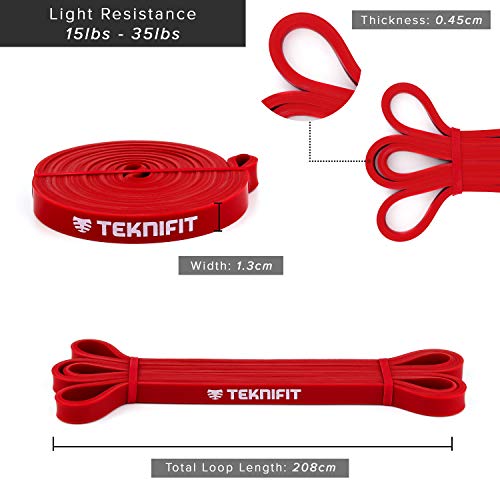 TEKNIFIT Set of 3 Pull Up Resistance Bands - Full Body Workout and Home Fitness Solution - Red, Black & Purple Power Bands