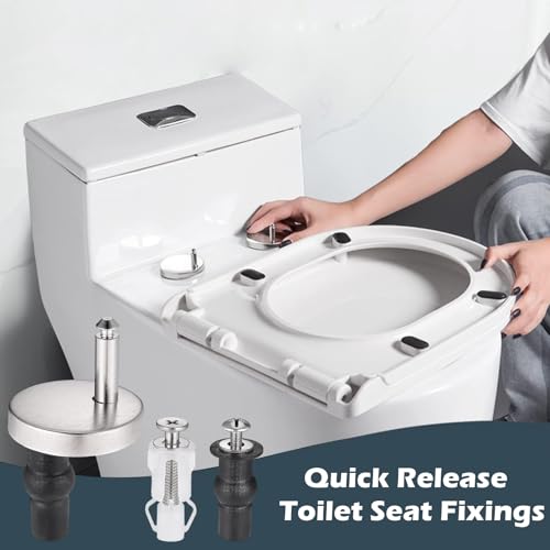 Quick Release Toilet Seat Fixings, YTOOK 6Pcs Universal Toilet Seat Hinges for WC Toilet Blind Holes