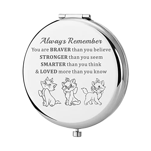 KEYCHIN Marie Pocket Mirror Marie Cat Movie Fans Gifts You are Braver Stronger Smarter Than You Think Compact Makeup Mirror for Women Girls Teena