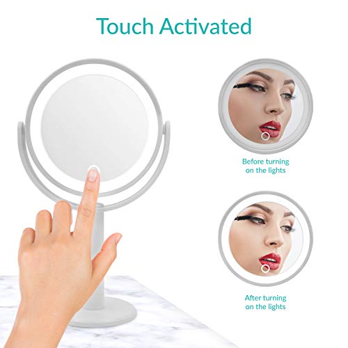 Anika 67039 LED Vanity Mirror | Bathroom/Makeup/Bedroom Mirror | 360° Swivel Rotation | 5 x Magnification | Grey Colour | Battery Operated | 31cm
