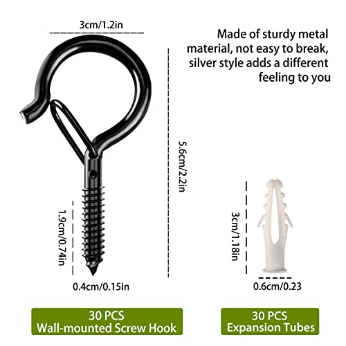 OSELEE Q-Hanger Screw Hooks Outdoor, Wall Mount Ceiling Hook, Safety Buckle Design, Used for Hanging Basket Planters, Wind Chimes, Key, String Li