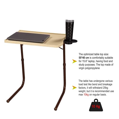 OAK N' OAK TABLE BUDDY smart® MARBLE | Adjustable Multi Position Portable Folding Table Mate with Cup Holder for Bed Trey, Work, Watch TV, Dining