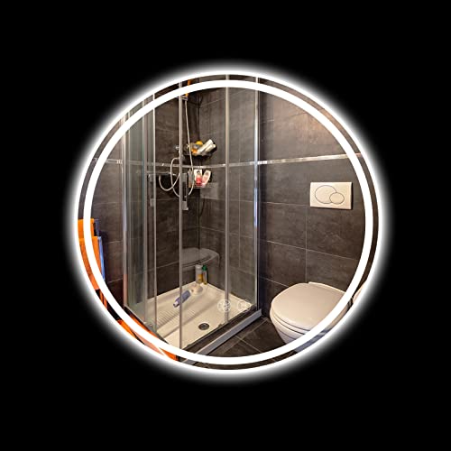 Circle Mirrors with Lights,LED Backlit for wall,Bathroom Vanity Mirror Dimmable Lights, Temperature Adjustable, 3 Colors,Smart Touch Switch,Anti-