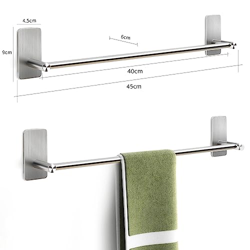 Self Adhesive Single Towel Rail,Stainless Steel Bathroom Towel Holder Tack 40 cm / 15.75 inches,Towel Rails Wall Mounted for Kitchen Bathrooms