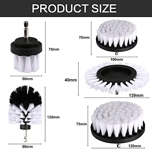 Brush Attachment Drill Set 5 Pieces Drill Brushes Attachment Cleaning Brush Rim Brush Scrubber Cleaning Brush Kit for Rims, Bathtub, Tiles, Kitch