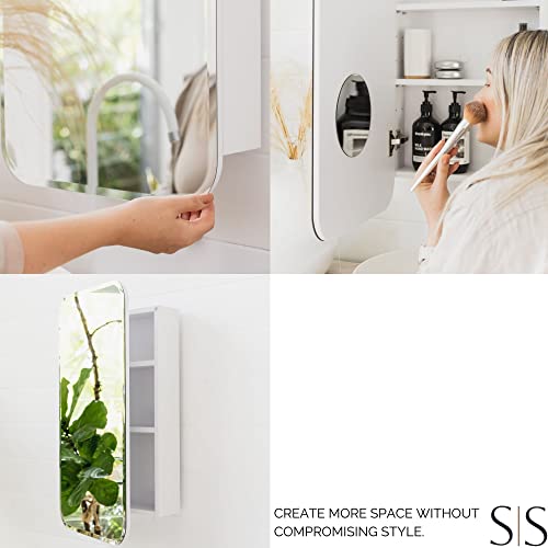 Medicine Cabinets For Bathroom With Mirror, Recessed Medicine Cabinet or Surface Mounted Bathroom Mirror Cabinet With Storage - 16" x 29",Bathroo