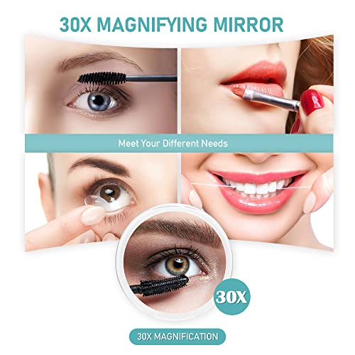 MIYADIVA Magnifying Mirror,30X Magnifying Mirror with Suction Cups,Magnifying Makeup Mirror,30X Travel Magnifying Mirror,Suitable for bedroom,bat