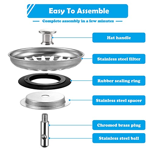 OWill Kitchen Sink Strainer Plug Stainless Steel Thicken for Kitchen Sink, Diameter 78mm