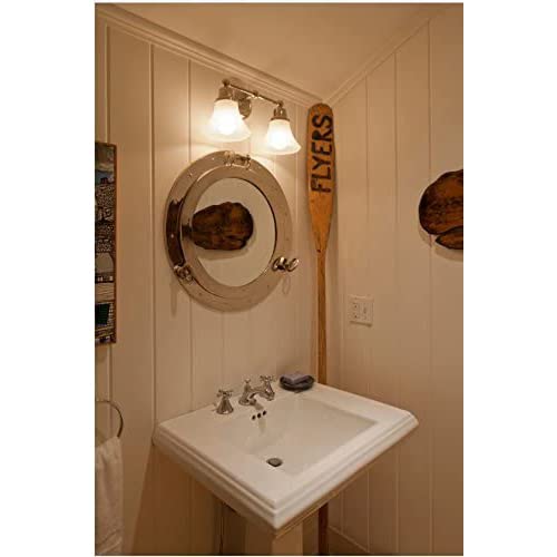 Nagina International Metal Crafted Nickel Plated Aluminum Porthole Bathroom Decor Mirror (10 Inches)