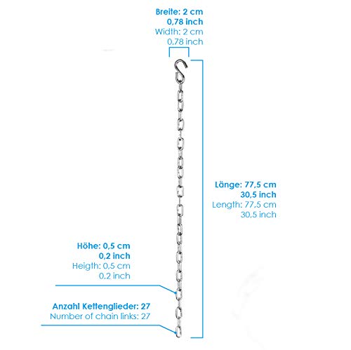 PRETEX Extension Chain manufactured from galvanised carbon steel, load bearing capacity up to 200 kg, length 76 cm
