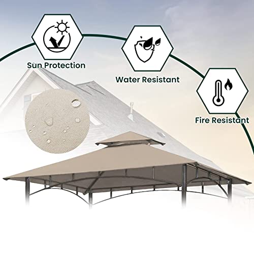 Grill Gazebo Replacement 5' x 8' Canopy Roof, Outdoor BBQ Gazebo Canopy Top Cover, Double Tired Grill Shelter Cover with Durable Polyester Fabric