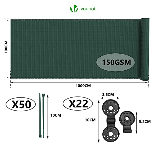 VOUNOT Privacy Netting 1×10m Garden Screening 150 g/m² HDPE Shading Net, 85% Shading Rate UV-resistant, Tear-Resistant Windbreak Fencing with Hol