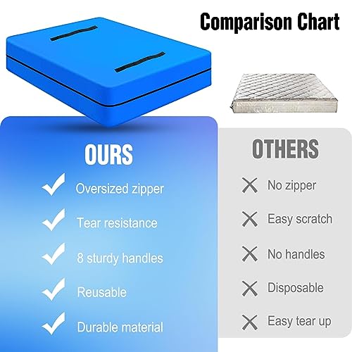 MorTime Mattress Bags for Moving and Storage, Zippered Mattress Storage Bag with 8 Strong Carrying Handles, Reusable Mattress Protector Cover Mov