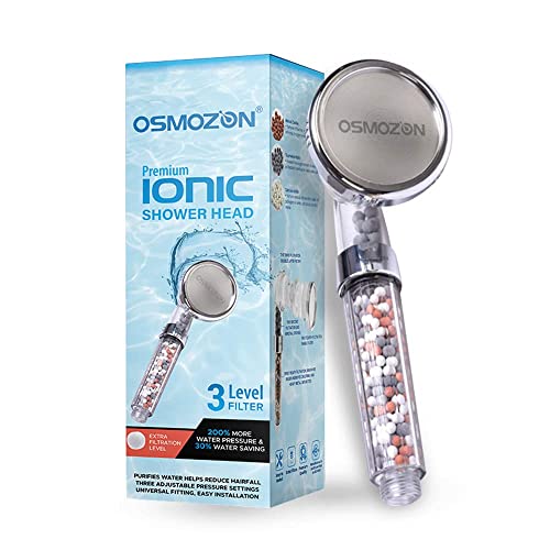 OSMOZON Ionic Shower Head, Rainfall Powerful Filter for Dry Skin & Hair Fall Solution, High Pressure Showerheads for The Bathroom Accessories, Pu