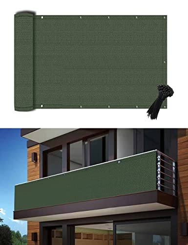 POYEE 0.9 x 6 m Black Balcony Privacy Screen Fence Cover UV Protection Weather Resistant Waterproof Shade Cloth for Outdoor Patio Apartment Backy