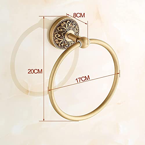 RAKUTE European Style Towel Ring, All Copper Round Towel Rack, Antique Towel Hanging Ring, Bathroom Towel Holder Bathroom Ring