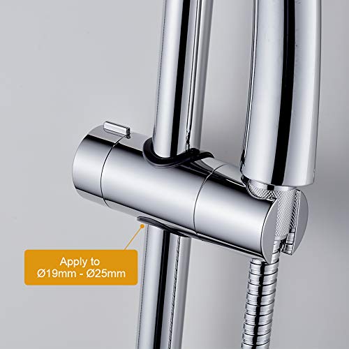 Ibergrif M20404 Adjustable Shower Head Holder Replacement, 19-25mm, Shower Head Bracket, Shower Rail Slider for Hand Shower, 360° Rotation, Chrom