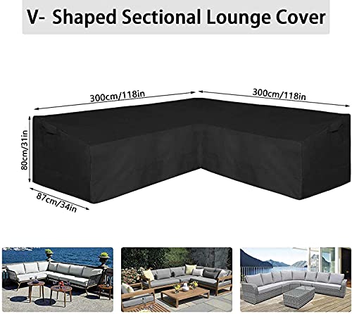 Corner Sofa Cover COOSOO Outdoor Garden Furniture Cover Waterproof Durable 210D Oxford V/L Shaped Sectional Couch Rattan Corner Sofa Table Chair