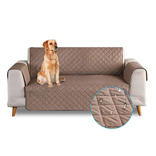 PETCUTE Sofa cover waterproof sofa slipcovers Anti Slip armchair covers Quilted Couch Slipcover Sofa Protector for dog pets Coffee 1 Seater