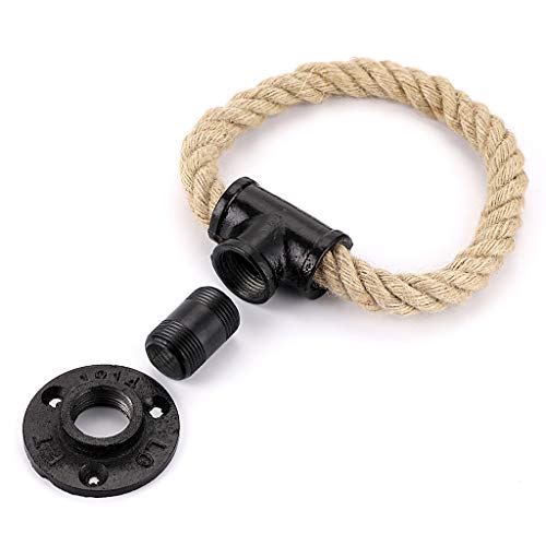 BSTKEY Nautical Industrial Pipe Towel Ring Holder Hanger - Wall Mounted Rustic Hand Towel Holder Bathroom Accessory