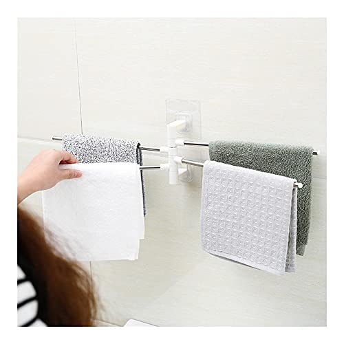 HIGOH Towel Racks, Towel Rail for Bathroom,Bathroom Hand Towel Holder,Rotating Towel Holder,Wall Mounted Towel Hanger,Swivel Rack 4 Bar Bathroom