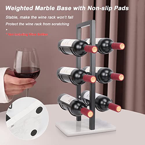 HarJue Tabletop Wine Rack, Wine Racks Countertop, Metal Wine and Water Bottle Holder-Freestanding, Hold 6 Wine Bottles-Wine Bottle Storage with M
