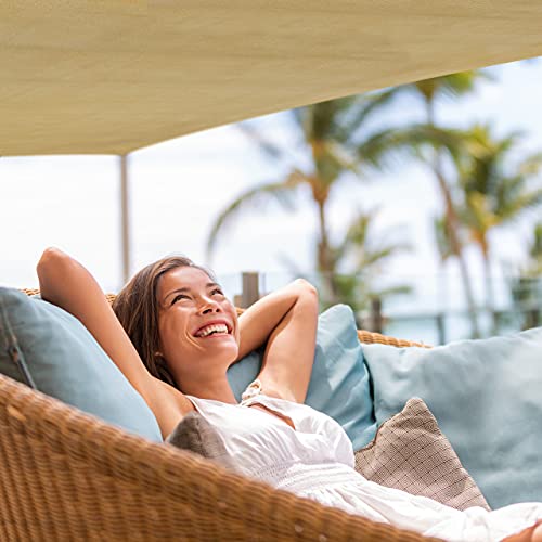 Relaxdays Rectangular Sun Shade Sail 3 x 4 m HDPE Fabric UV Stabilised Concave Sun Shade with Guy Ropes Sand