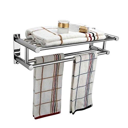 N/A Towel Rack, Stainless Steel Metal Towel Bar, Wall-Mounted Towel Holder Organizer Towel Shelf Storage Rail for Bathroom Kitchen