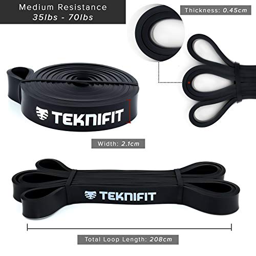 TEKNIFIT Set of 3 Pull Up Resistance Bands - Full Body Workout and Home Fitness Solution - Red, Black & Purple Power Bands