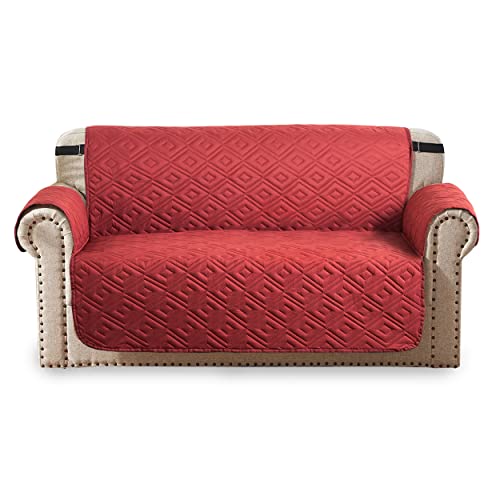 Oxford Homeware Sofa Slipcovers 3 Seater Embossed Water Proof with Adjustable Elastic Straps Quilted Reversible Sofa Covers for Pets & Kids (Ligh