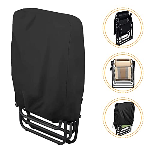 panthem Folding Reclining Chair Cover Waterproof, 2 Pack 210D Oxford sunlounger Deck Sunbed Sun Lounger Covers with Bag, Foldable Garden sun loun
