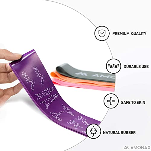 Amonax Resistance Bands Set for Women and Men, Exercise Fitness Home Gym Bands for Legs and Glutes and Arms. Yoga, Pilates Resistant Band Mini Lo
