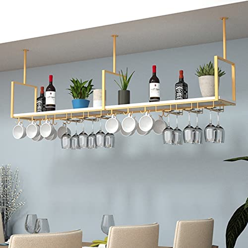 EYLINK Wine Rack Wine Holder, Ceiling Shelf Hanging Wooden Wine Racks Nordic Kitchen Dining Room Wall Cabinet Ceiling Shelf Wrought Iron Solid Wo