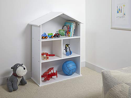House Childrens Bookcase, White, H 87cm x W 67.5cm x D 30cm