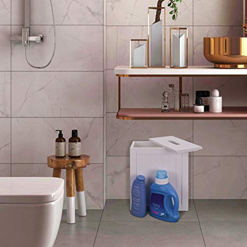 Lantaly Slimline Wooden Bathroom Storage Unit, Toilet Roll Paper Cabinet, Compact Shaker, Multi-Purpose Cleaning Tidy Box