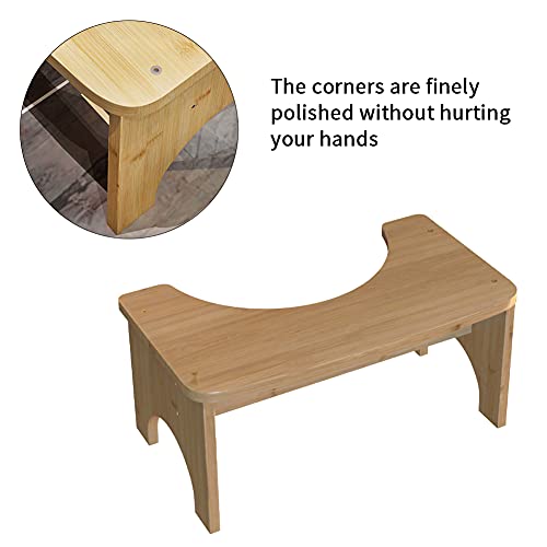 Fiacvrs 35 Degree Heavy Duty C Shape Hunkering Pooping Bamboo Toilet Stool for Bathroom