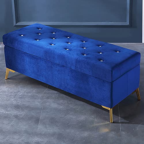 Luxurious Crystal Button Storage Bench,Velvet Upholstered End of Bed Bench,Modern Decoration Furniture Living Room Footrest Entryway Shoe Bench-D