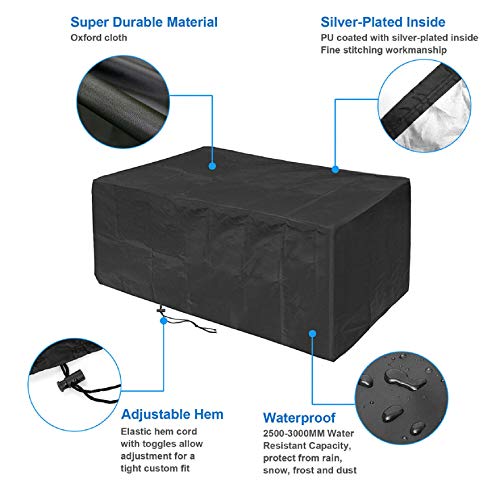 AISENPARTS 210D Heavy Duty Oxford Outdoor Patio Garden Furniture Covers Waterproof Windproof and Anti-UV Garden Protectors Rectangular 123x123x74