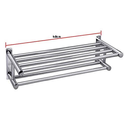 N/A Towel Rack, Stainless Steel Metal Towel Bar, Wall-Mounted Towel Holder Organizer Towel Shelf Storage Rail for Bathroom Kitchen