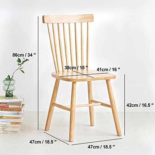 seonyou Dining Chairs Set of 4, Windsor Chair with Spindle Back and Solid Wood, American Country Farmhouse Chairs for Dining Room