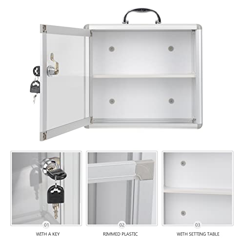 Cabilock First Aid Box with Security Lock 2 Tier Medicine Box Aluminum Alloy First Aid Case Key Storage Lock Box Emergency Lock Organizer for Hom
