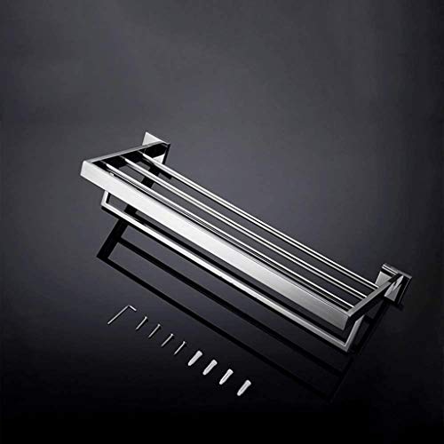 N/A Double Space Stainless Steel Towel Rack, Wall-Mounted Towel Holder Organizer Towel Shelf,Toilet Paper Holder, Towel Hook, for Bathroom Kitche