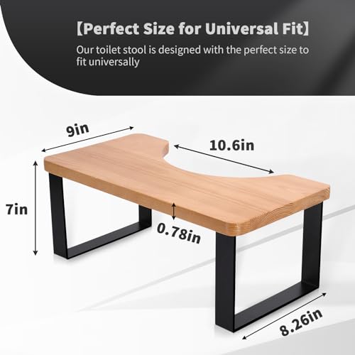 MoyRetty Toilet Stool, Upgraded Wooden with Metal Poop Stool, Bathroom Waterproof & Anti Slip, Suitable for Adults & Kids Compatible for squatty