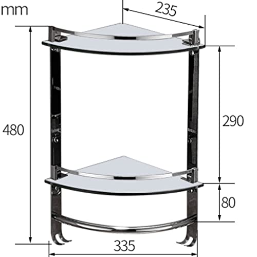 RSOCHS Bathroom 2-Tier Glass Corner Shelf with Towel Bar Wall Mounted Extra Thick Tempered Glass