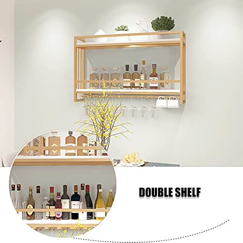 KEppd Wine Rack Wall Mounted - Wall-Mounted Wine Rack | Iron + Solid Wood | Retro Country Style | Kitchen, Restaurant, Bar, Wine Cellar, Storage