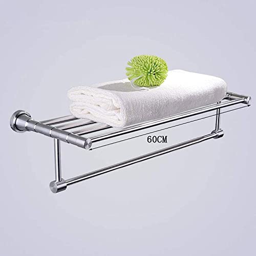 XHALERY 60cm Towel Rack Aluminum,Brushed Bathroom Storage Towel Rails,Wall Mounted 2-Tiers Towel Holder,for Towels Bathrobe Tea Towels